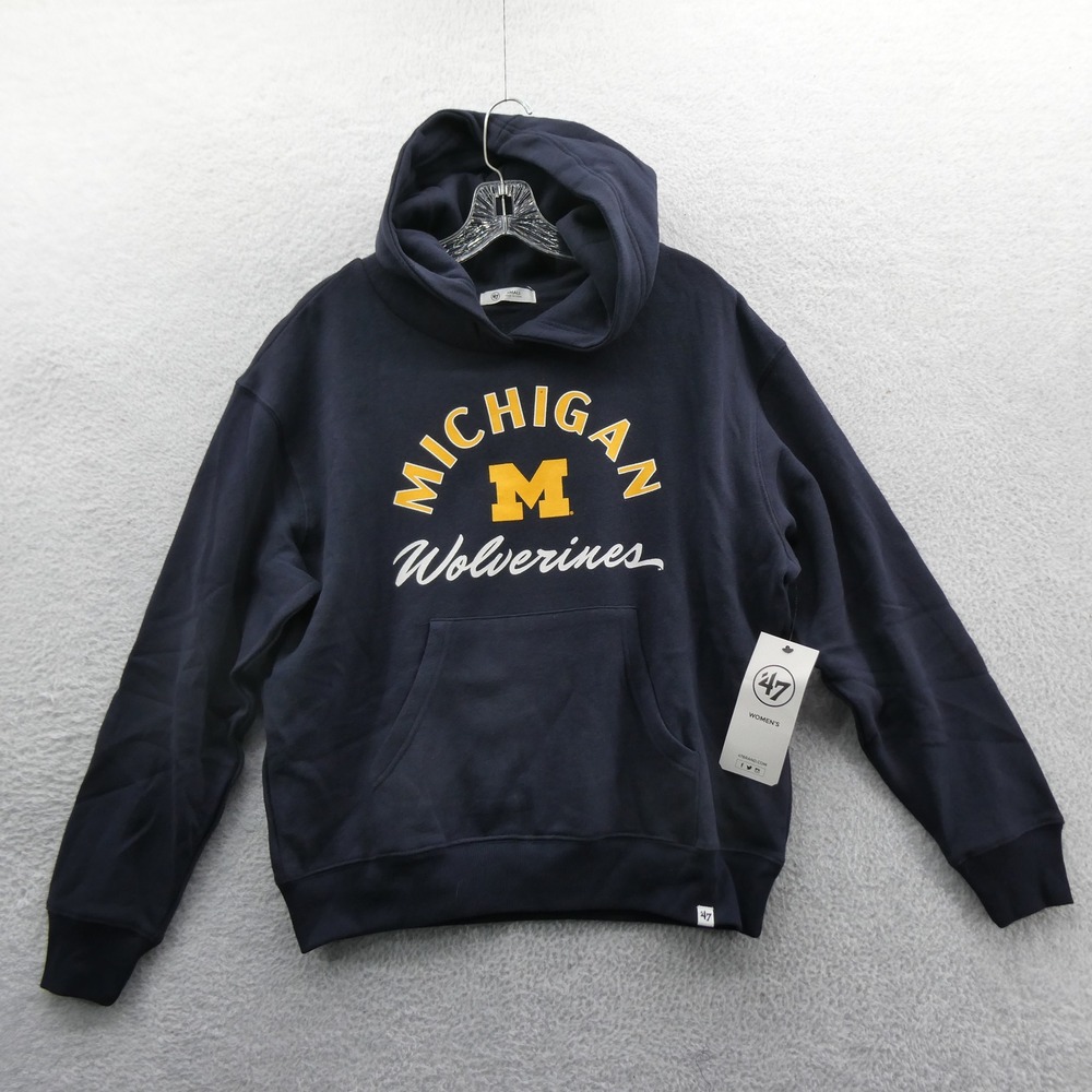 47 Hoodie Womens Small Michigan Wolverines Navy Blue Pullover Fleece Logo